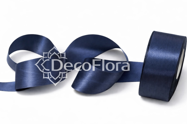 Лента атласная 4cm*25ярд - 154 - тёмно-тёмно-синяя