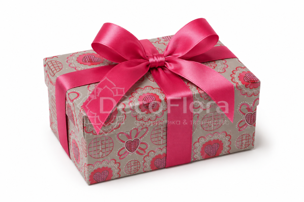 Бумага 70см/2м 65303B сердца/цветы на сером