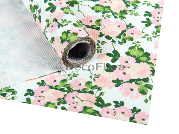 Бумага крафт 50см*10м бело-розово-зелёная