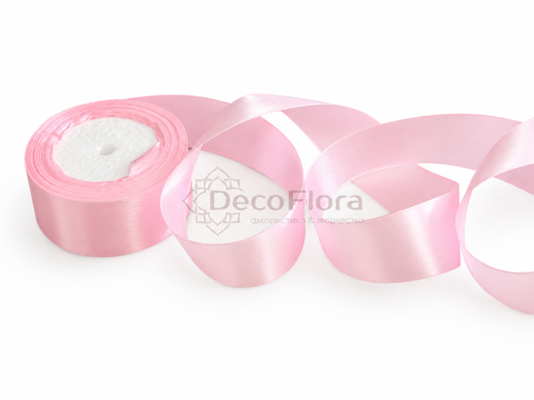 Лента атласная 3,8cm*25ярд пудрово-розовая