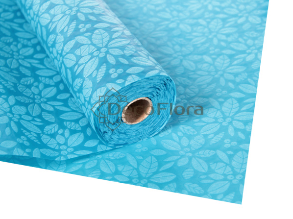 Фетр ламинированный 50см*10м Листья мелкие голубой