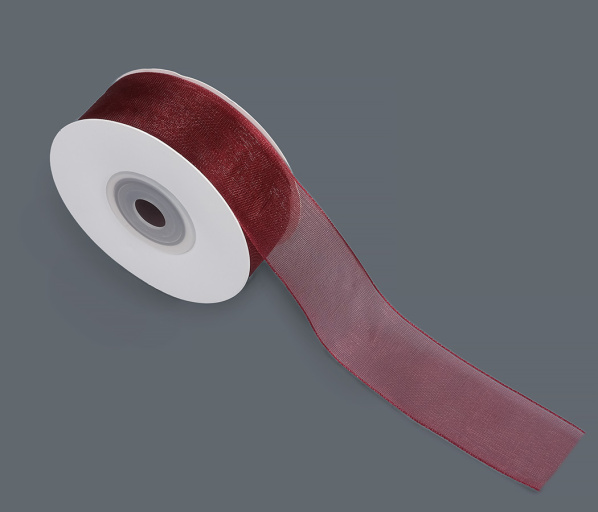Лента органза 2,5см*25y бордовая