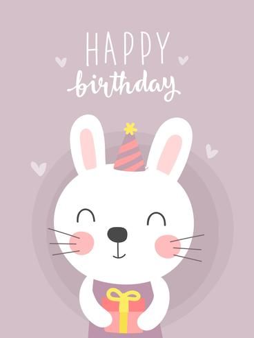Открытка 10,5*7,5см С днем Рождения зайка 
