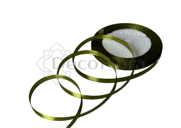 Лента атласная 0,6cm*25ярд - 061 - хаки
